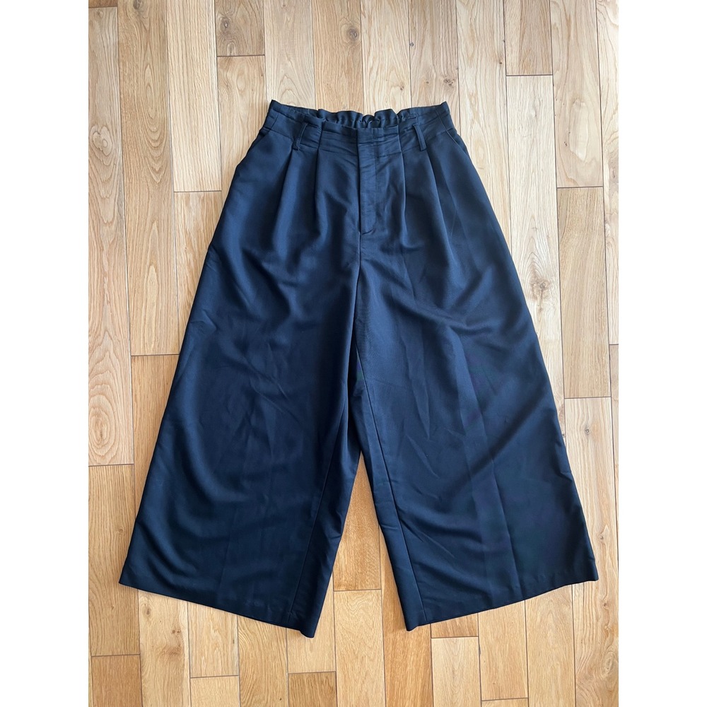 Index Japan Pleated Baggy Wide Leg High Rise Cropped Black Pants Womens Size 27